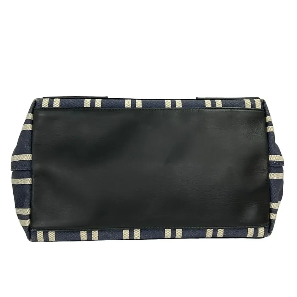 Balenciaga Navy Cabas S Tote Bag 339933 Navy White Black Canvas Leather